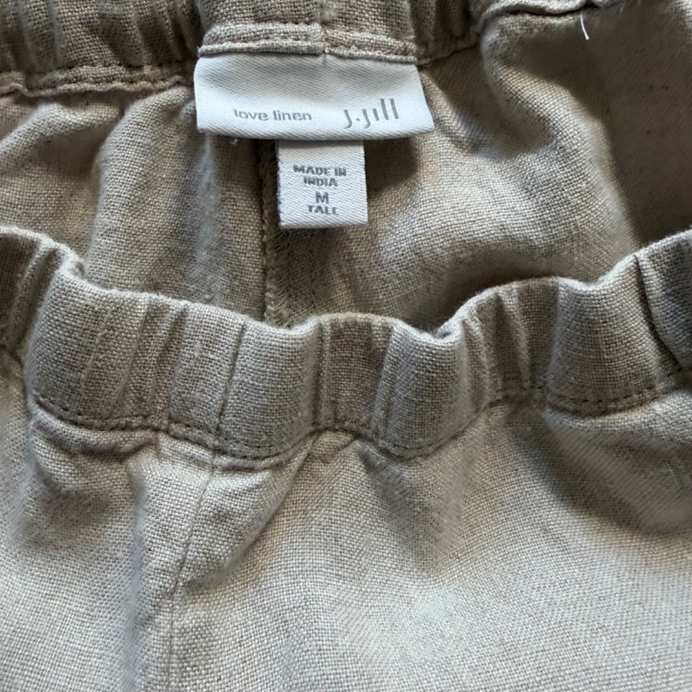 J Jill Love Linen Flax Pull-on Wide Leg Cropped Pant Size M/Tall - Picture 3 of 6